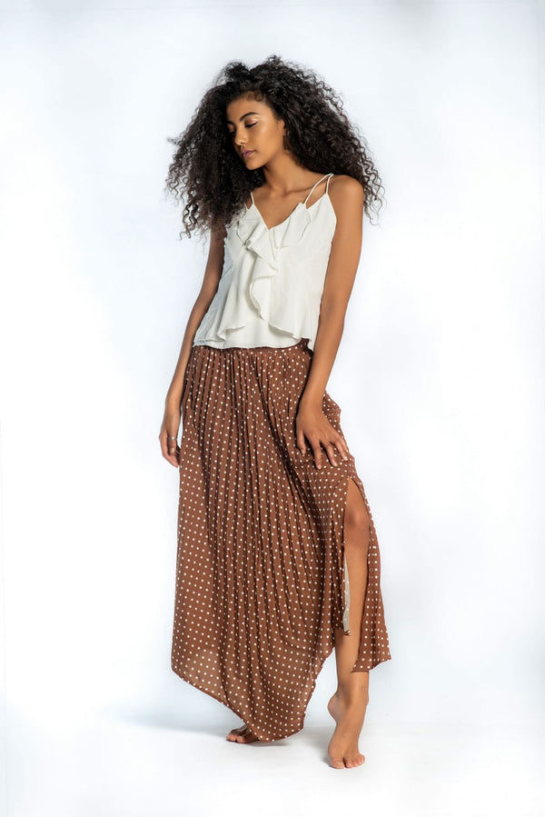 Brown polka dot skirt